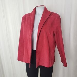 Mel & Lisa red leather jacket washable suede open front size 10